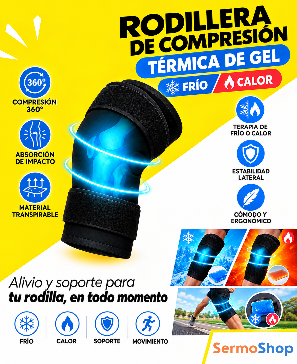 RODILLERA DE COMPRESIÓN TERMICA DE GEL